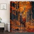 thumbnail image 5 of Country Rustic Deer Camo Shower Curtain, Fall Forest Wild Animal Hunting Cabin Farmhouse Lodge Natural Scenery Bathroom Decor, Autumn Fabric Bathroom Decor Set with Hooks 70X75in, 5 of 7