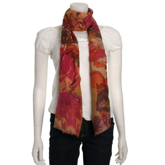 Tolani Floral Scarf (Tan/Pink)