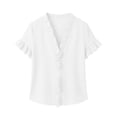 thumbnail image 4 of Guluxicc Women's Blouses Dressy Boho Casual Ruffle Short Sleeve Tops Business Outfits Ladies Summer 2025 Trendy Work Shirts, 4 of 6
