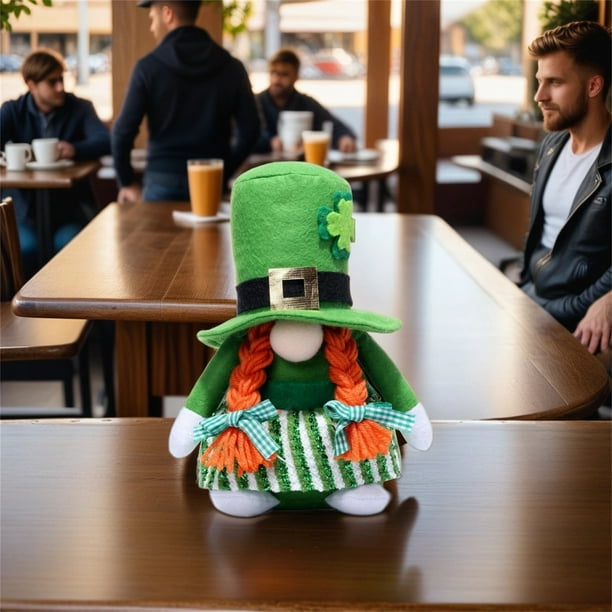 pstuiky Muñeco decorativo verde para el Día de San Patricio irlandés, decoración de enano, Rodolfo