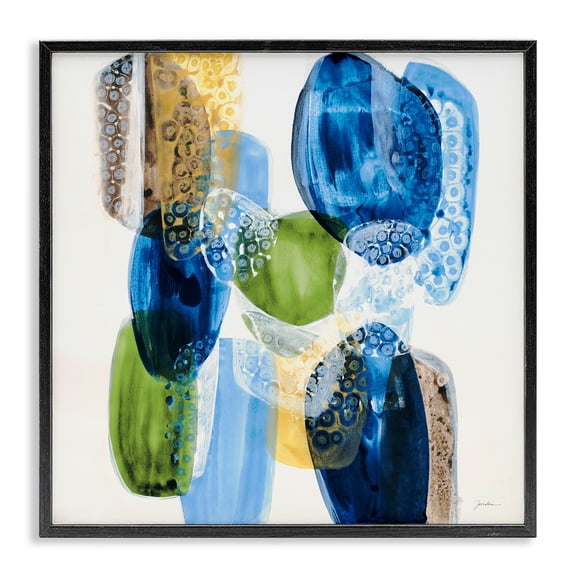Stupell Industries Modern Blue Modern Abstract Rocks Black Framed Giclee Art, 12 x 12, by Liz Jardine
