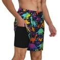 thumbnail image 2 of Yiaed Colorful Dinosaur Print Mens Swim Trunks Bathing Suit Compression Liner Beach Swim Shorts Swimwear Quick Dry Zipper Pocket No-Chafing Board Short-XX-Large, 2 of 6