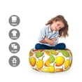 thumbnail image 2 of Mango Storage Toy Bag Chair, Tropical Fruits Scattered Graphic Image on a Plain Background, Stuffed Animal Organizer Washable Bag, Large Size, Orange Lime Green White, by Ambesonne, 2 of 3