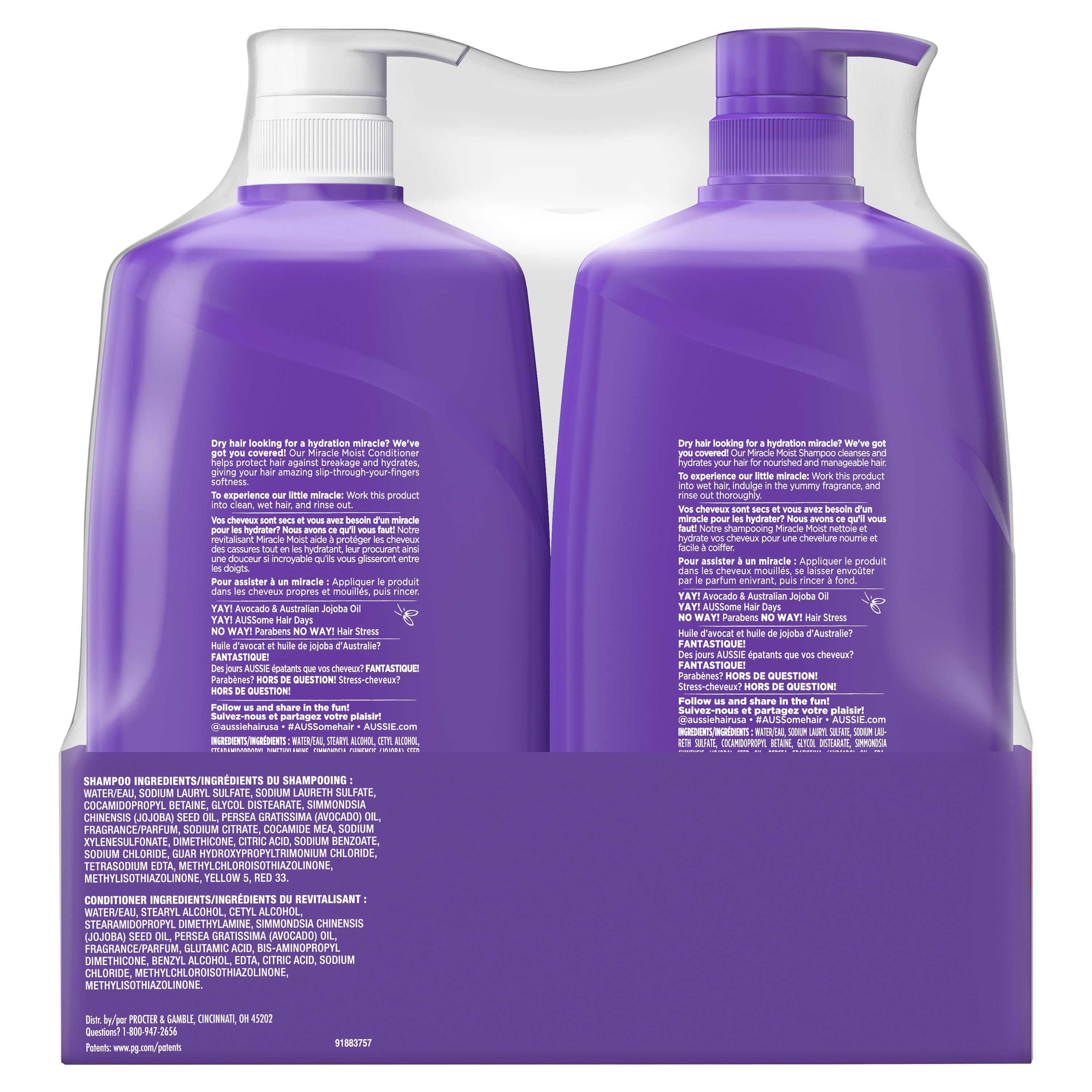 Aussie Miracle Moist With Avocado Jojoba Oil Paraben Free