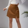 thumbnail image 4 of ShomPort High Waist Asymmetrical Skirt Button Front High Low Mini Bodycon Skirt with Split Side, 4 of 9