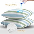 thumbnail image 4 of Throw Pillow Covers 16x16 Inch Set of 2, Sage Green Blue Striped Waterproof Outdoor Pillow Covers, Farmhouse Sage Green Stripes Decorative Cushion Pillowcases for Couch, Sofa, Bed, Garden, Patio, 4 of 9
