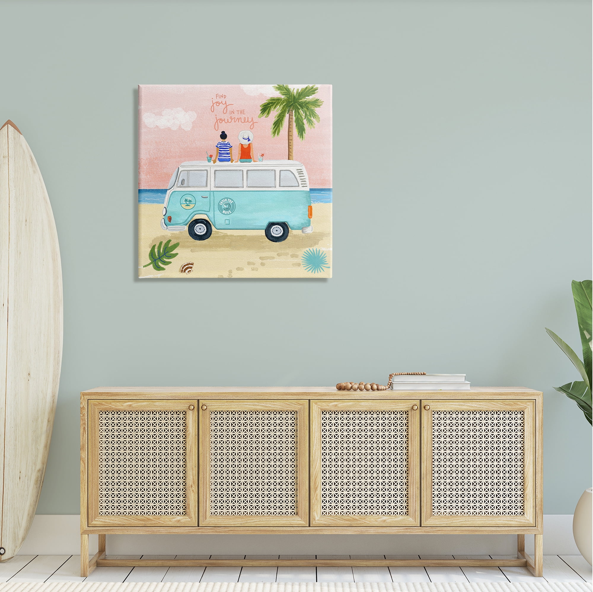 Stupell Industries Joy in the Journey Tropical Adventure Beach Traveling Graphic Art Gallery Wrapped Canvas Print Wall Art, Design by Sharon Lee