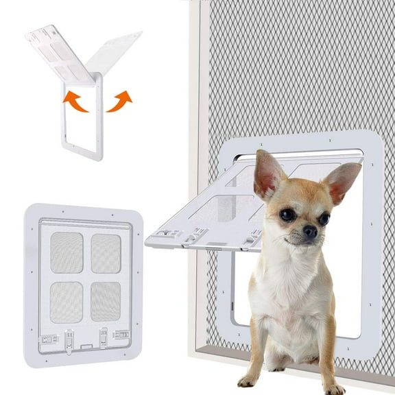 Magnetic Pet Screen Door 4 Way Locking Cat Flap Door for Interior Exterior Doors Sliding Screen Door, Window Wall Entry Pet Door
