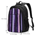 thumbnail image 2 of Travel Shoulder Computer Backpack 18 X 13.4 X 8.3in With Usb Cable And Music Jack Multi-Space Pocket Violet White Stripe_4, 2 of 7
