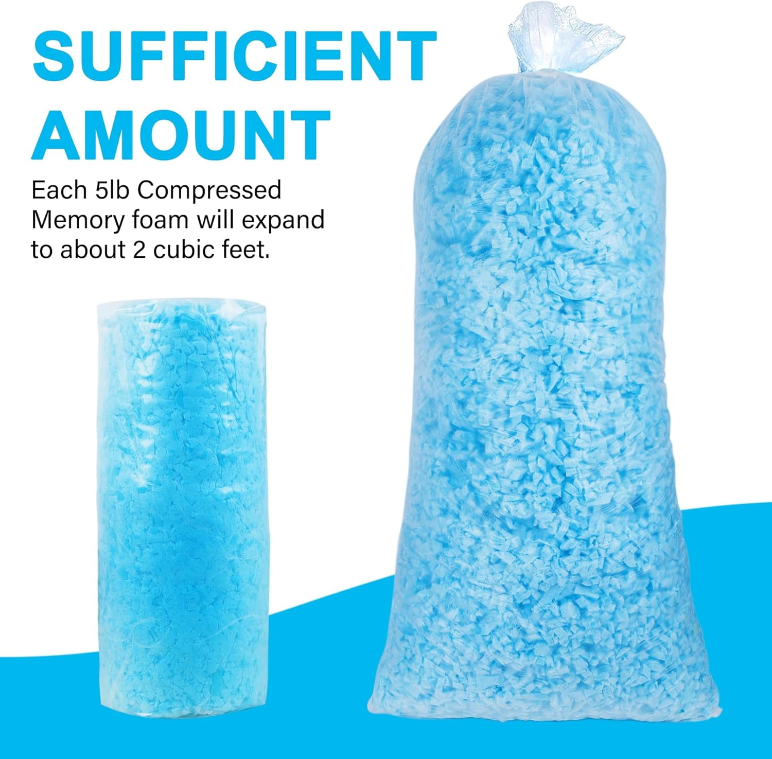 20 lbs Bean Bag Filler Foam, Shredded Gel Memory Foam Filling, Premium Soft and Comfortable Pillow Stuffing Foam for Couch Cushion Dog Bed Chair Arts Crafts Stuffed Animal