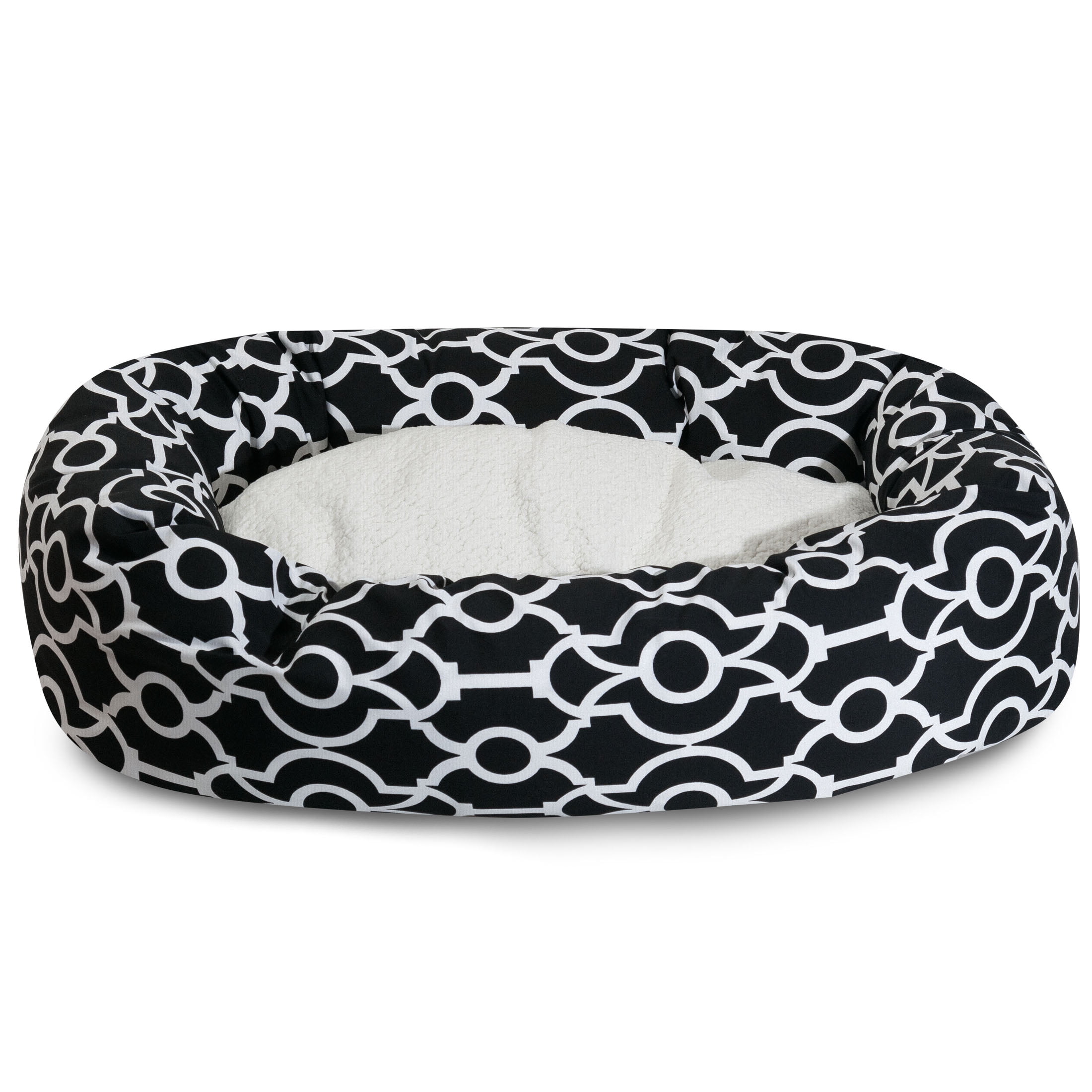 Majestic Pet Sherpa Athens Bagel Pet Bed for Dogs, Calming Dog Bed Washable, Large, Black
