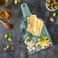 thumbnail image 5 of Striped Cutting Board, Abstract Narrow Bands Group of Long Same Bars Vintage Geometric Art Image Print, Decorative Tempered Glass Cutting and Serving Board, Wine Bottle Shape, Teal Blue, by Ambesonne, 5 of 5