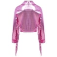 thumbnail image 2 of iiniim Girls Shiny Metallic Fringe Jacket Long Sleeve Sparkly Dance Tassel Jacket Coat Hip Hop Jazz Clothes Pink 6, 2 of 7