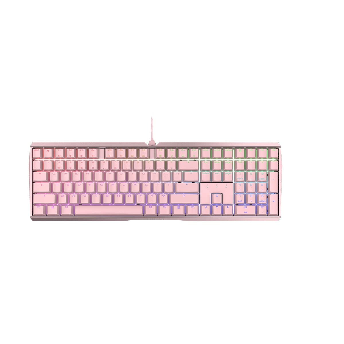 CHERRY MX 3.0S Wired RGB Keyboard, MX BROWN SWITCH, For Office And Gaming, Pink - Removeable cable, abrasion resistant keys, aluminum housing, screwless design