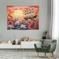 thumbnail image 2 of ONETECH Japanese Anime Tapestry Wall Hanging, Sea Monster Octopus Sailboat Japan Wave Cherry Blossoms Sunset Sailboat Wall Tapestries, Asian Cool Tapestry for Boys Guys Girls Bedroom Home Dorm, 2 of 7