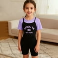 thumbnail image 2 of Tfken outfits sets for children girls Letter Print fashion T-Shirt Pant 2Pc Short Sleeve Casual Purple clothing sets Size 10-11 Years, 2 of 9