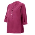 thumbnail image 7 of Aoiroe Women's Linen Shirts,Loose Fit Basic Tees Soft Short Sleeve T Shirts for Women Loose Fit Blouses Winter Clothes for Women Fashion Outfits Boho Clothing Wine 5XL, 7 of 7