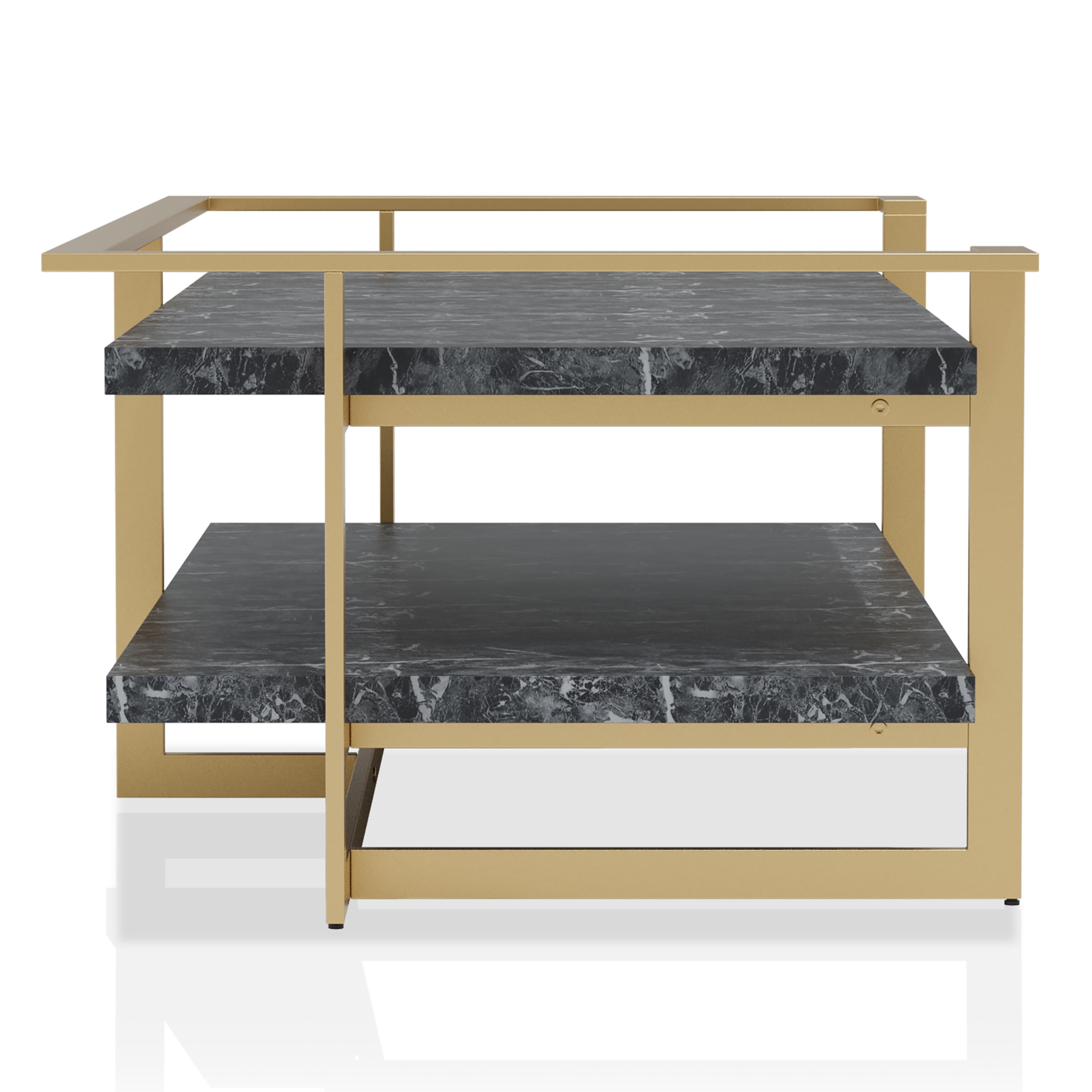 Furniture of America Denoa Faux Marble Top Coffee Table, Black