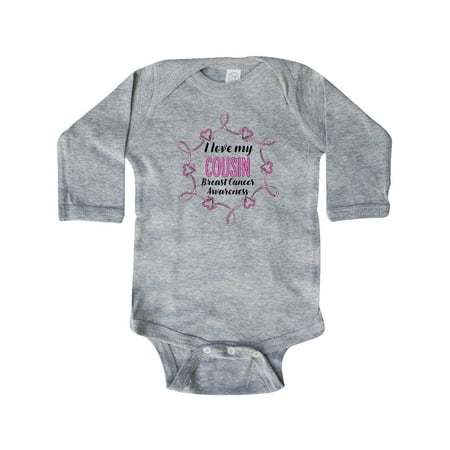 

Inktastic I Love My Cousin- Breast Cancer Awareness Gift Baby Boy or Baby Girl Long Sleeve Bodysuit