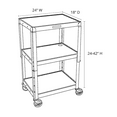 thumbnail image 3 of Luxor Leader 18" x 24" Adjustable Height Metal Utility Cart with Pull Out Shelf - Royal Blue, 3 of 7