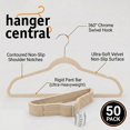thumbnail image 2 of Hanger Central 50 Pack Space Saving Beige Velvet Non-Slip Hangers with Swivel Hook, 2 of 7