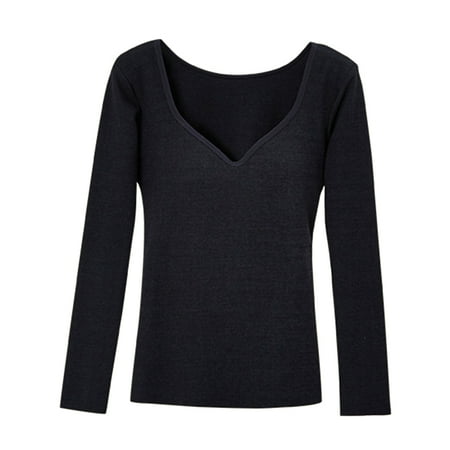 

Women s Thermal Underwear High-Elastic Waist Support Ultra Soft Underwear Top for Women XL Light Grey V-neck