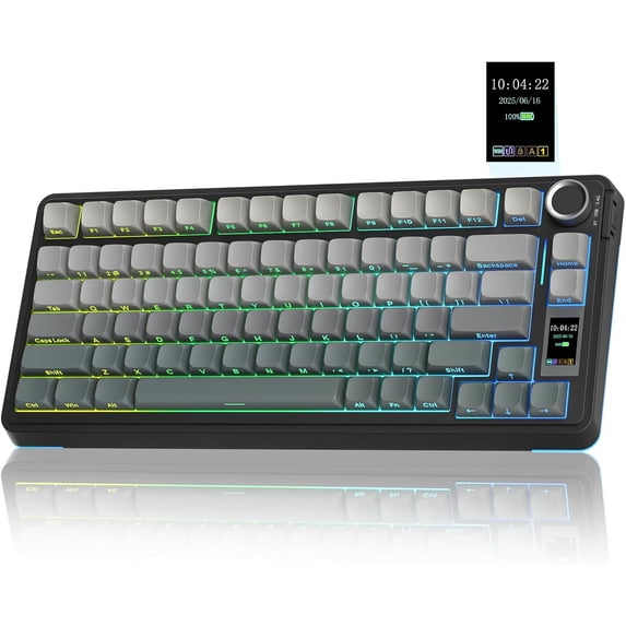 Restored AULA S75 PRO Wireless Mechanical Keyboard with Screen&Knob, Tri-Mode Hot Swappable Gaming Keyboard 75%, Pre-lubed Switches, RGB Backlit, Side Printed PBT Keycaps, Computer Keyboards