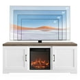 thumbnail image 6 of BELLEZE Modern 58 Inch Farmhouse TV Stand with 18 Inch Electric Fireplace & Media Entertainment Center Console Table for TV up to 65 Inch with Storage Cabinets and Infrared Heater - Hilo (White), 6 of 7