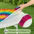 thumbnail image 5 of Colorful Rainbow Tie Dye Spiral Pattern Round Fitted Tablecloth with Elastic Edge,Dining Table Cover Waterproof,Outdoor Round Tablecloth for Camping,Dining,Indoor and Outdoor, 5 of 7