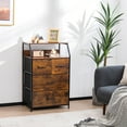 thumbnail image 3 of Gymax 2PCS 4 Drawer Dresser Tall Wide Storage Organizer Unit w/ Wooden Top Fabric Bins, 3 of 10