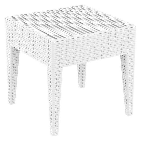 Miami Square Resin Patio Side Table in White, Grade