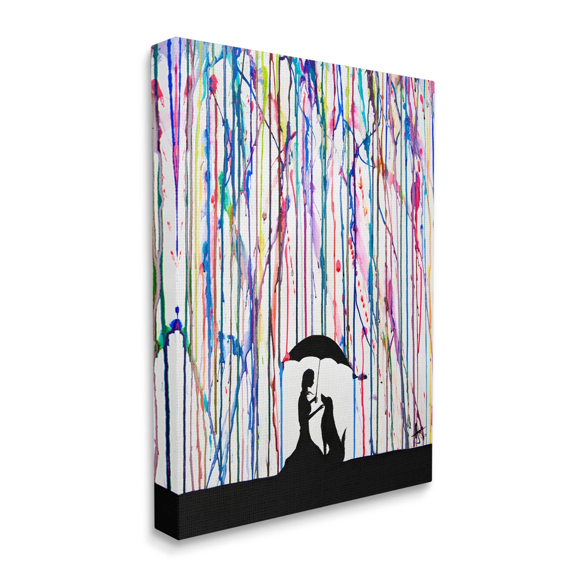 Modern Vivid Drip Silhouette Couple Abstract Graphic Art Gallery Wrapped Canvas Print Wall Art