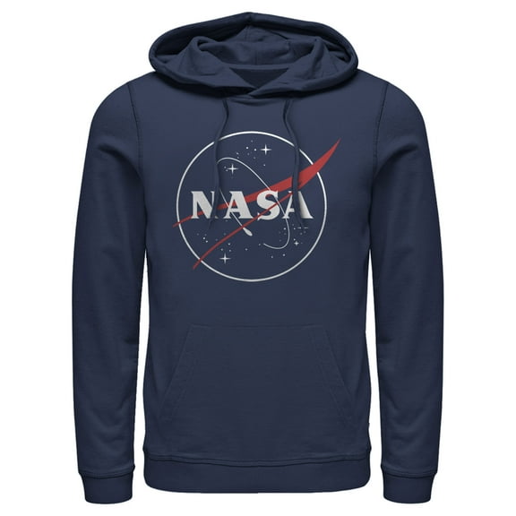 Men's NASA Outline Simple Logo Pull Over Hoodie Navy Blue 3X Large