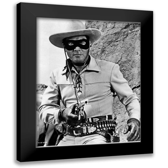 Hollywood Photo Archive 12x14 Black Modern Framed Museum Art Print Titled - Clayton Moore - The Lone Ranger