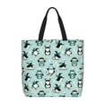 thumbnail image 1 of Disketp Winter Skiing Penguin Bolsa Tote de Lona para Mujer, Bolso de Hombro y Cruzado con Cierre de Cremallera, 1 of 7
