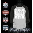 thumbnail image 2 of Shop4Ever Men's Husband Daddy Protector Hero Gift for Father Raglan Baseball Shirt XX-Large Heather Grey/Black, 2 of 4