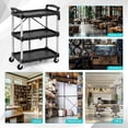 thumbnail image 5 of 3-Tier Folding Service Cart with 360° Swivel Wheels, Foldable Utility Cart, Collapsible Service Cart for Home, Office, Garage, Warehouse, 5 of 7