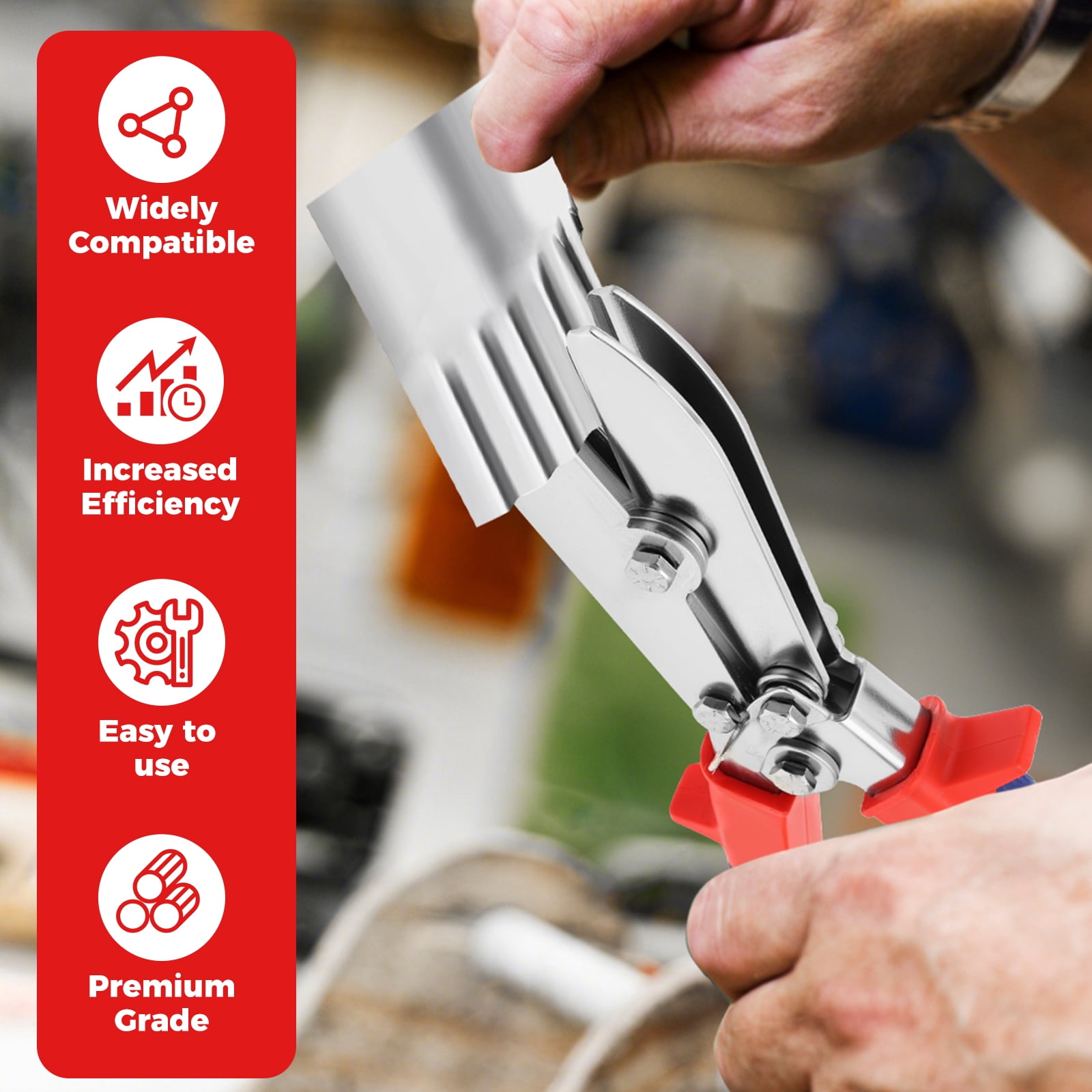Ikoopy 5 Blade Hand Crimper Rust Resistant Gutter Crimping Tool and Sheet Metal Crimper with Anti Slip Ergonomic Handle for 22 to 28 Gauge Galvanized Steel Ductwork Downspouts Stove Pipes