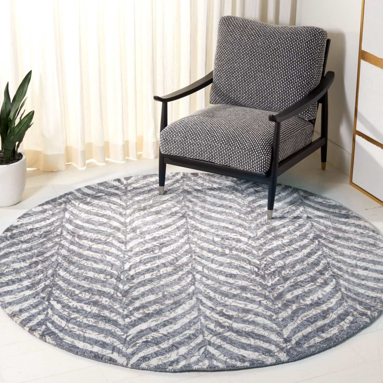 SAFAVIEH Restoration Vintage Delmar Abstract Area Rug, Grey/Ivory, 3' x 5'