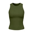 thumbnail image 7 of FDGIU Women's High Neck Ruched Side Sleeveless Crop Tank Top, Solid Fitted Casual Layering Camisole, 7 of 7