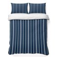 thumbnail image 2 of 3 Pieces Queen Quilt Set,Navy Blue and White Striped Soft Bedding Sets with 1 Quilt & 2 Pillow Shams,Classic Vertical Thin Stripe Summer Bedspread Lightweight Coverlet Comforter for All Season, 2 of 9