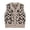 #01-Khaki, variant on Women's Leopard Print Knit Vest V Neck Button Down Sleeveless Sweater Cardigan Top Casual Fall Daily Wear