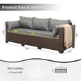thumbnail image 3 of Waroom 3-Seat Patio Wicker Couch Outdoor Rattan Sofa Furniture Steel Frame with Deep Seat High Back No-Slip Cushioned Furniture Cover, Gray, 3 of 5