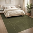 thumbnail image 3 of ODIKA 8'x10' Washable Area Rug Non-Slip Chair-Friendly Mat Olive Green Geometric Elegance Modern Lines Contemporary Design Abstract for Dining Room, Large Office, Lounge, 3 of 7