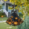 thumbnail image 4 of Skeleton Witch Acrylic Suncatcher – Spooky Halloween Lady with Jack-O’-Lantern Dress and Wine Glass, Gothic Window Decor for Fall Homes, 4 of 4
