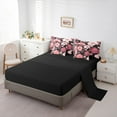 thumbnail image 5 of Manfei Floral Blossom 7pcs Bedding Comforter Set for Teens Boys Girls,Chic Flower Queen Bedding Sets Super Cozy,Black Pink Queen Sheet Sets,Lightweight Room Decor,Reversible, 5 of 8