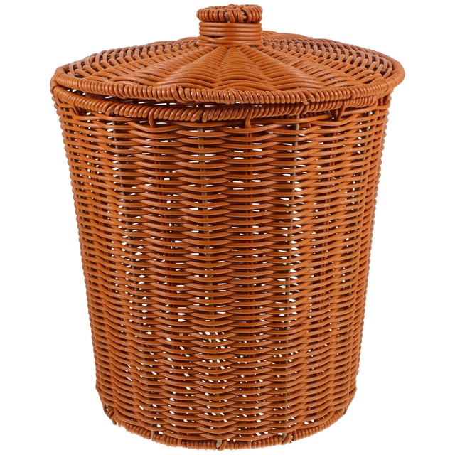 Cesta de almacenamiento tejida Simple con tapa para hogar y Hotel, 1 ud.