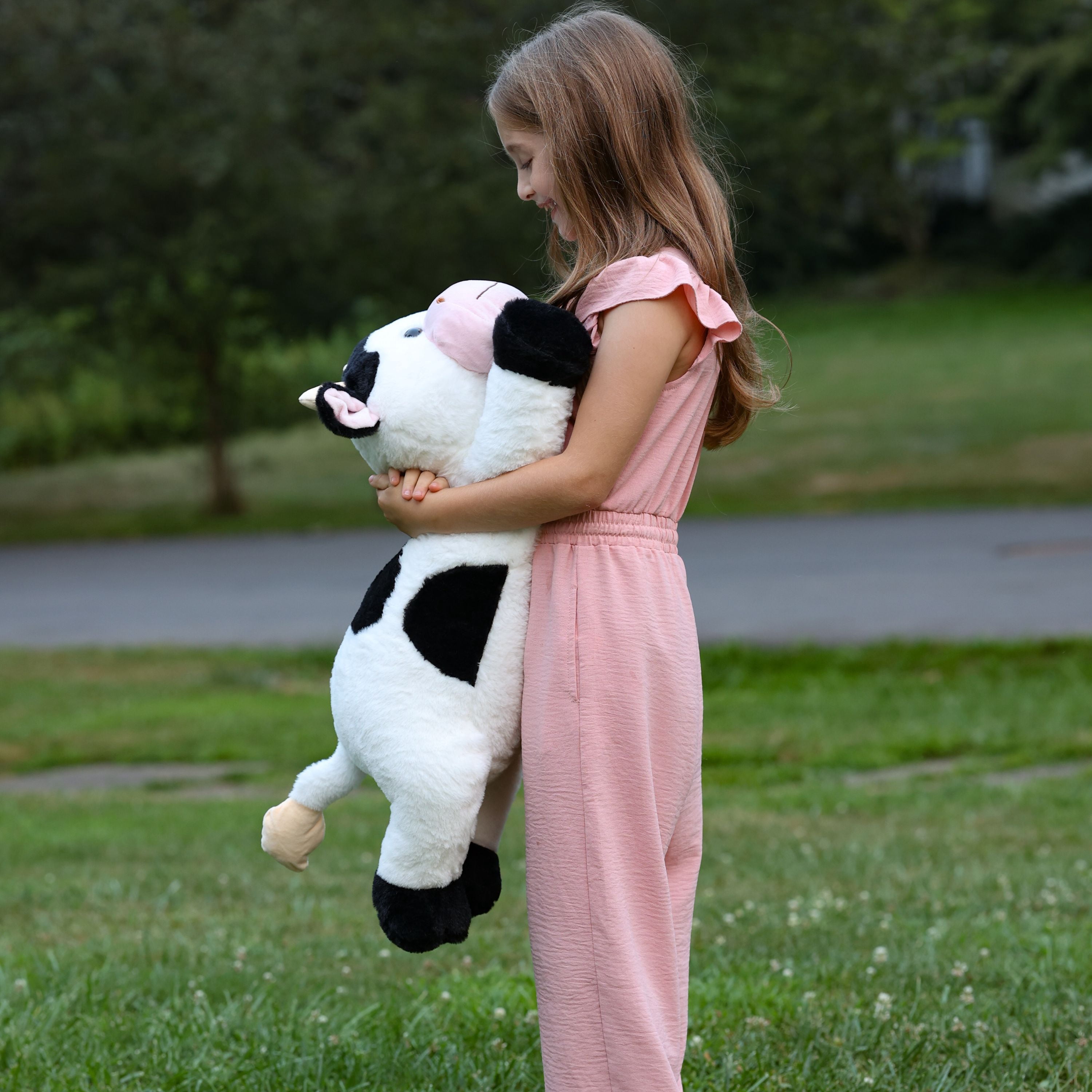 Tezituor 28" Cow Weighted Stuffed Animals 5lb Soft Microwavable Stuffed Animal Glow in The Dark