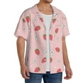 thumbnail image 2 of Goofa Floral Strawberr Printed Men's Casual Short-sleeved Shirt,Lightweight Breathable Button-down,Summer Casual men's top,Versatile Fashion shirt-Large, 2 of 7