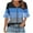 Blue-Shirts, variant on Jsaierl 3/4 Sleeve Womens Tops Plus Size V Neck Shirts Ruffle Trim Fashion Striped Petite Blouses Flowy Loose Fit Tunic Top S-2XL